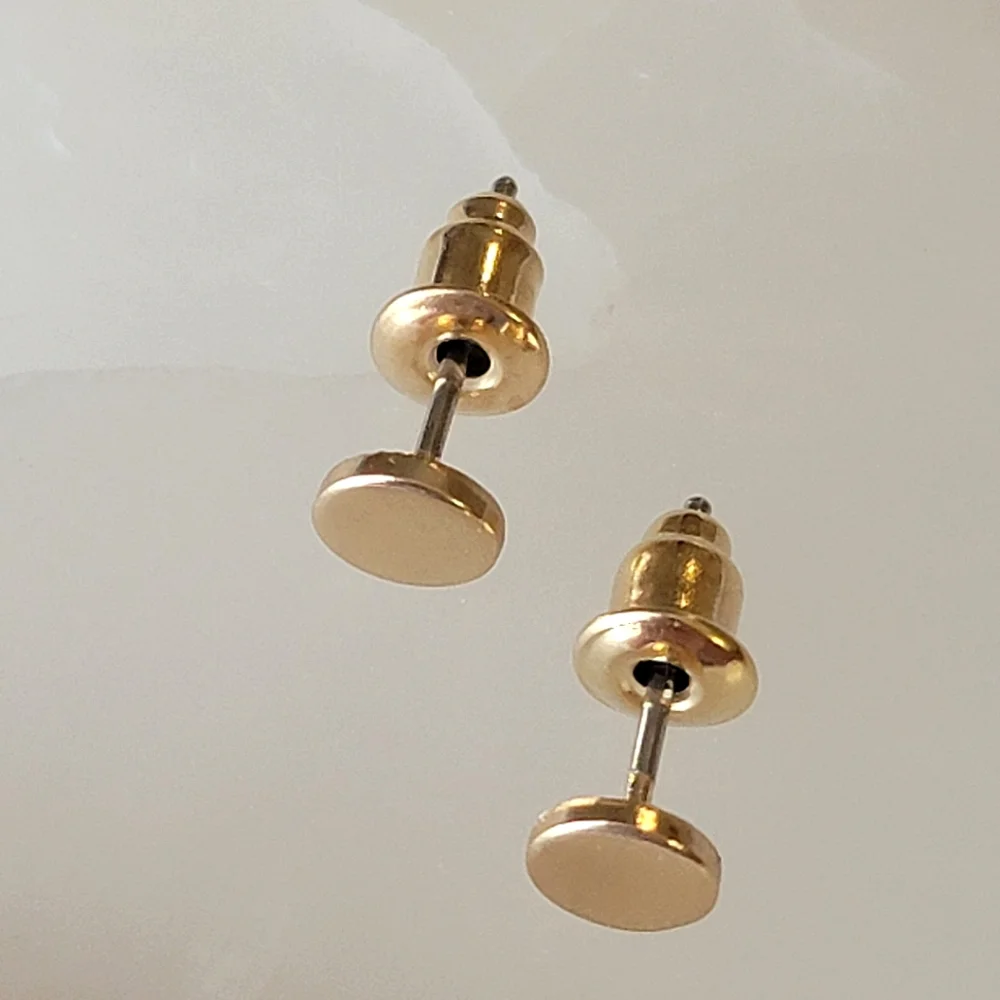 Gold Circle Stud Earrings Minimalist Button